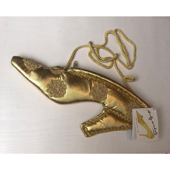 Vintage Y2k NWT Deadstock Andy Warhol Pop Art Avant Garde Babs Gold Shoe Purse - Picture 11 of 13